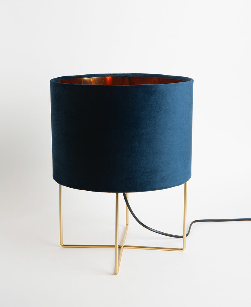 blue velvet table lamp